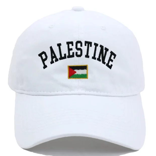 Casquette blanche Palestine avec drapeau