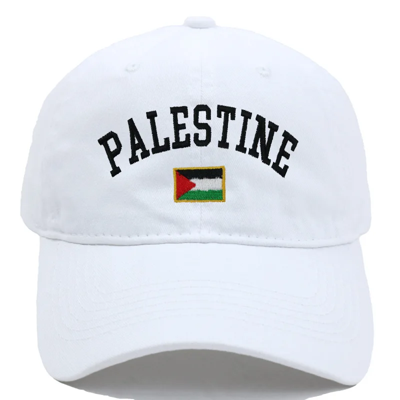 Casquette blanche Palestine avec drapeau