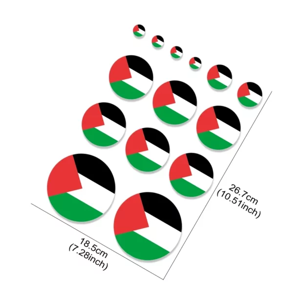 Planche d’autocollants ronds au drapeau palestinien pour voiture
