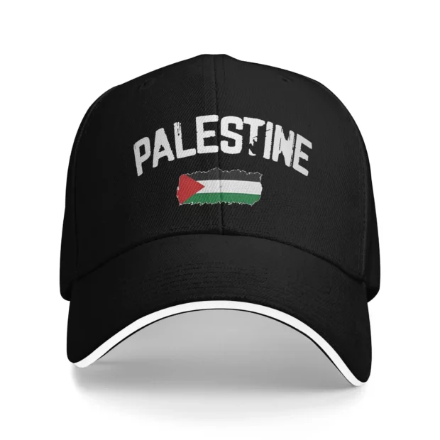 Casquette noire réglable « Palestine » avec drapeau
