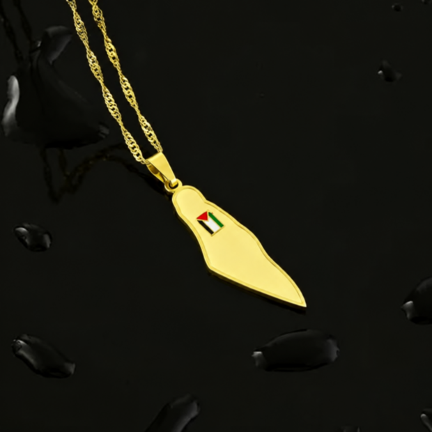 Collier doré avec pendentif carte de Palestine