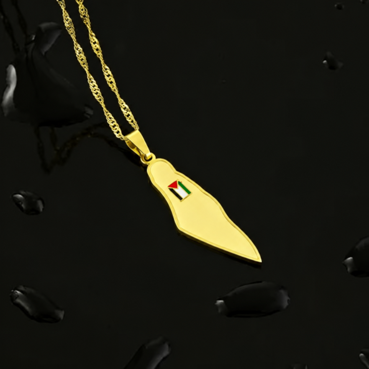 Collier doré avec pendentif carte de Palestine