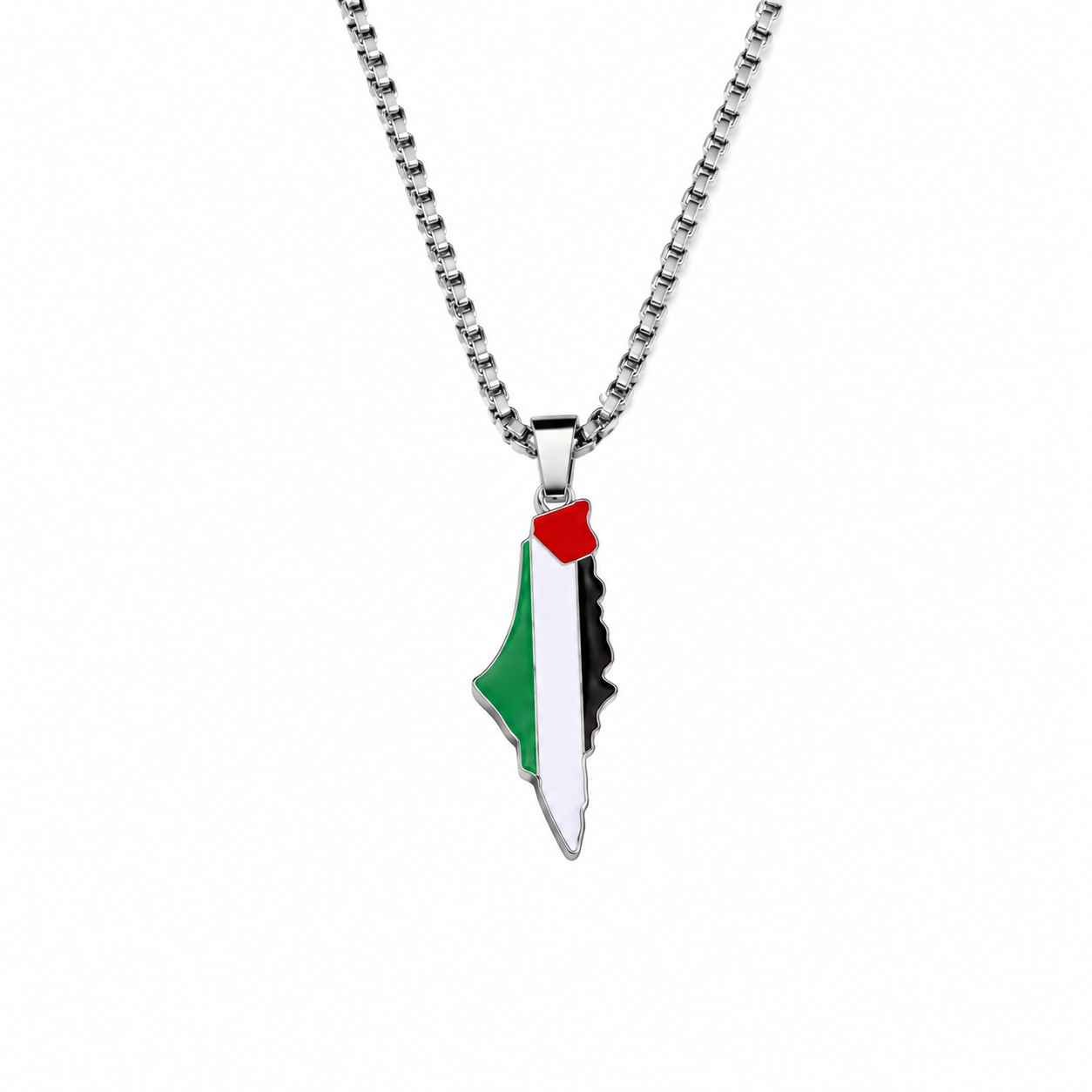 Porte-clés carte de Palestine gris en alliage de zinc
