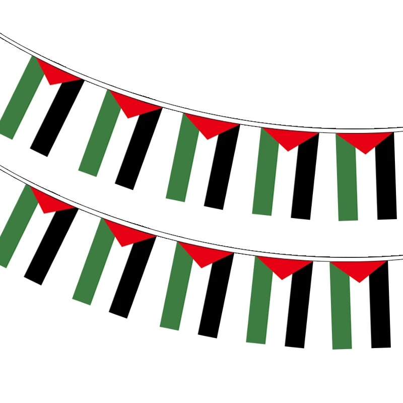 Guirlande de 20 fanions Palestine en polyester – 14 × 21 cm