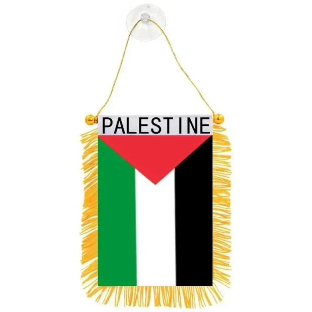 Mini fanion palestinien vertical à franges, suspendu par ventouse