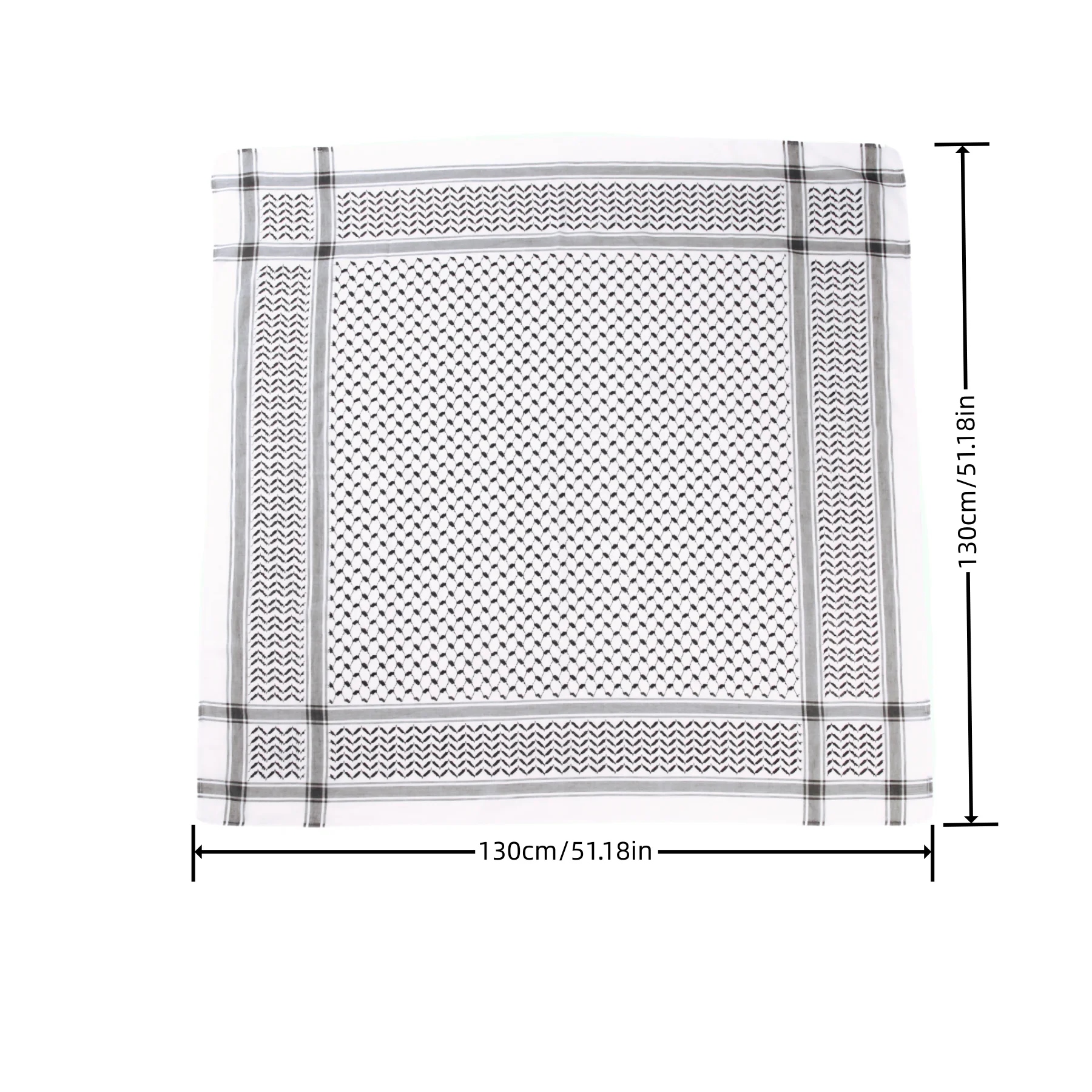 Dimensions du keffieh 130 × 130 cm