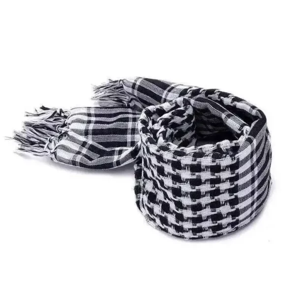 Keffieh palestinien noir et blanc à franges