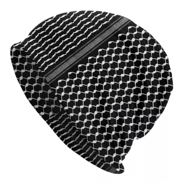 Bonnet palestinien motif keffieh noir et blanc – coupe souple