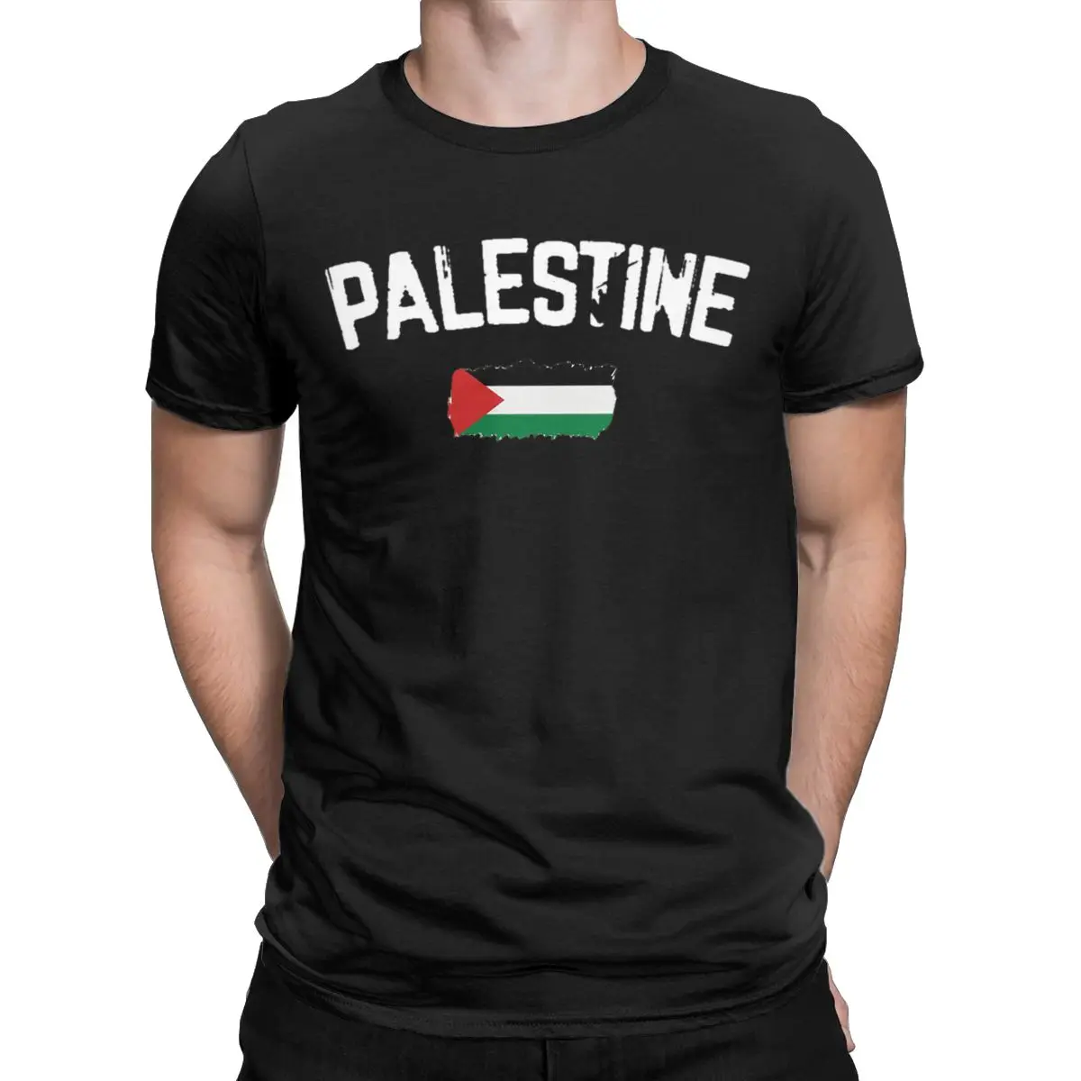 T-shirt Palestine porté avec motif drapeau