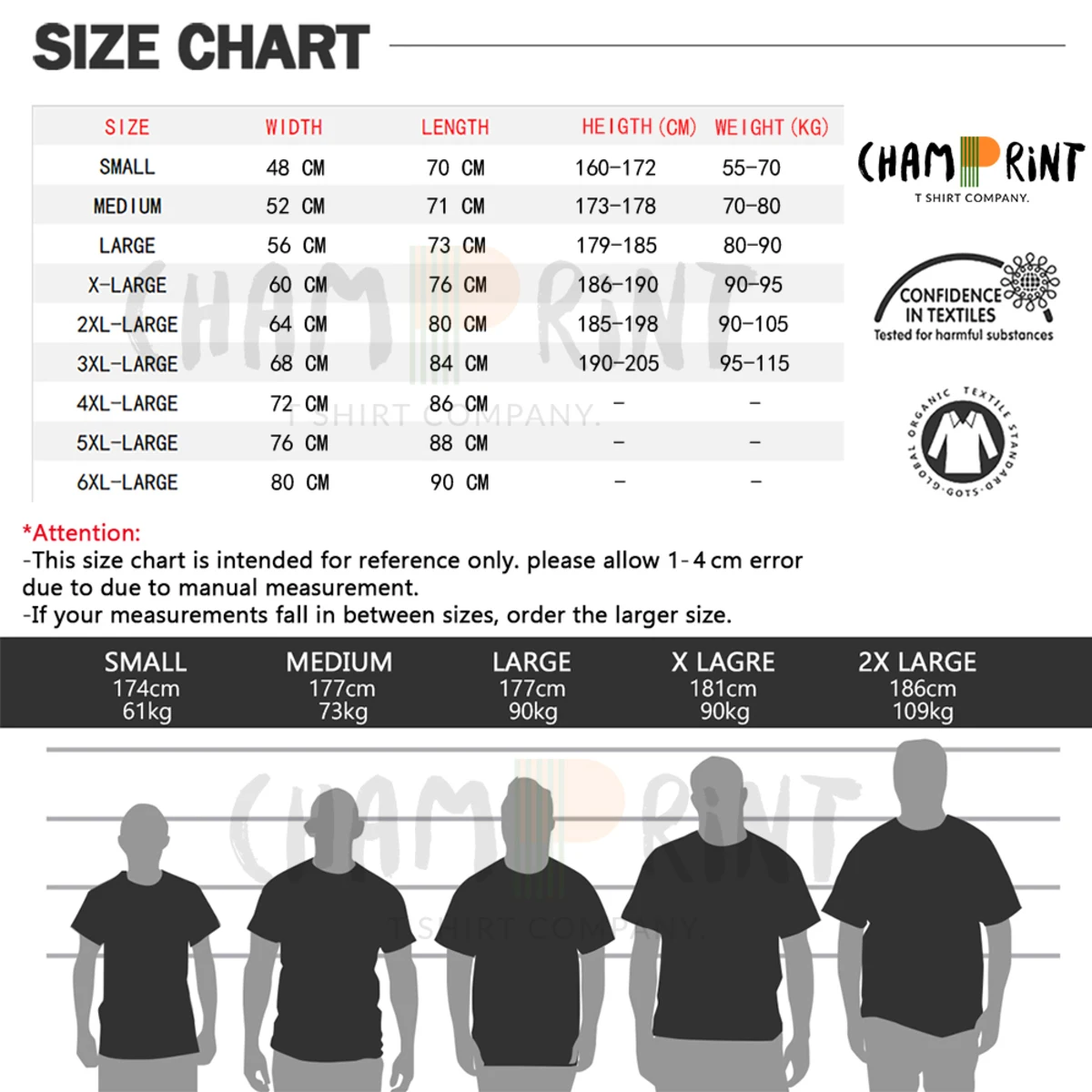 Guide des tailles du t-shirt Palestine