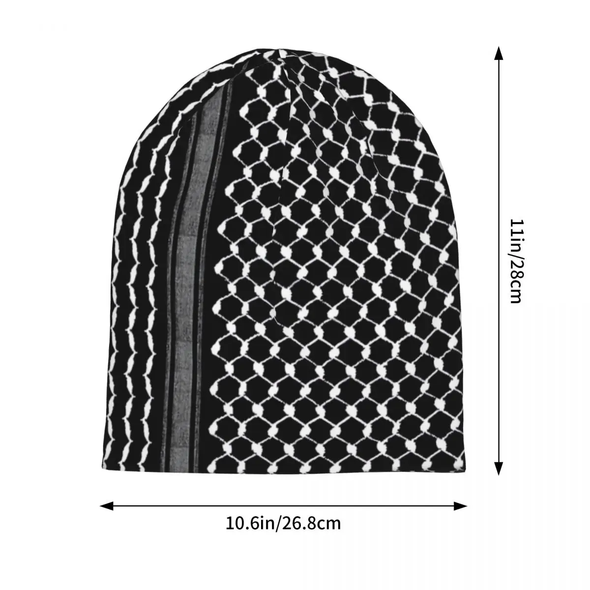 Bonnet palestinien motif keffieh noir et blanc – coupe souple – Image 2