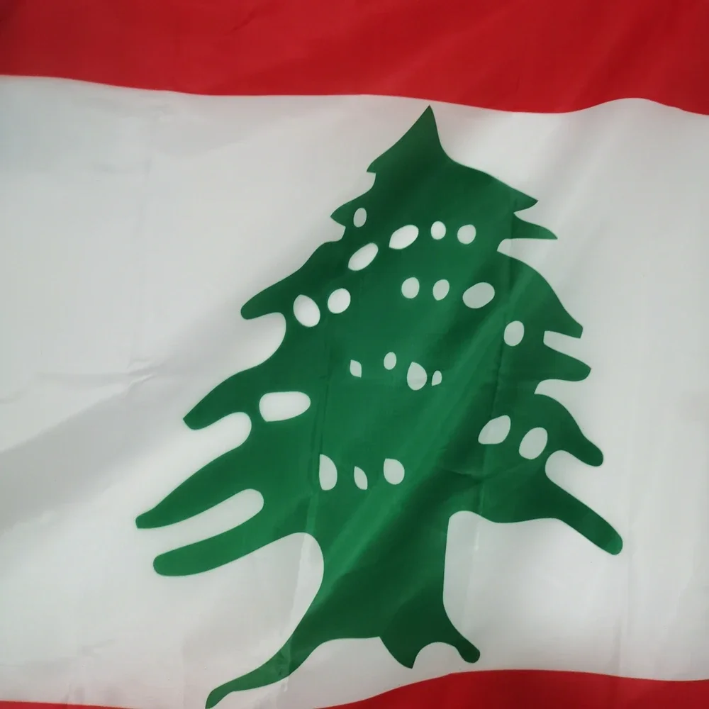 Motif du cèdre libanais sur fond blanc et rouge