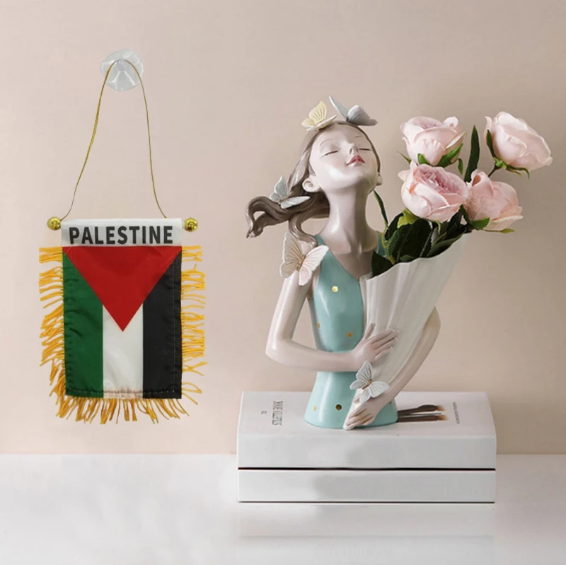 Suspension Palestine pour voiture avec mini-drapeau à franges et ventouse – Image 3