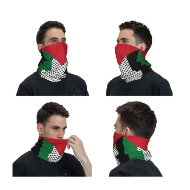 Cache-cou tubulaire palestinien aux couleurs du keffieh – 25 × 50 cm