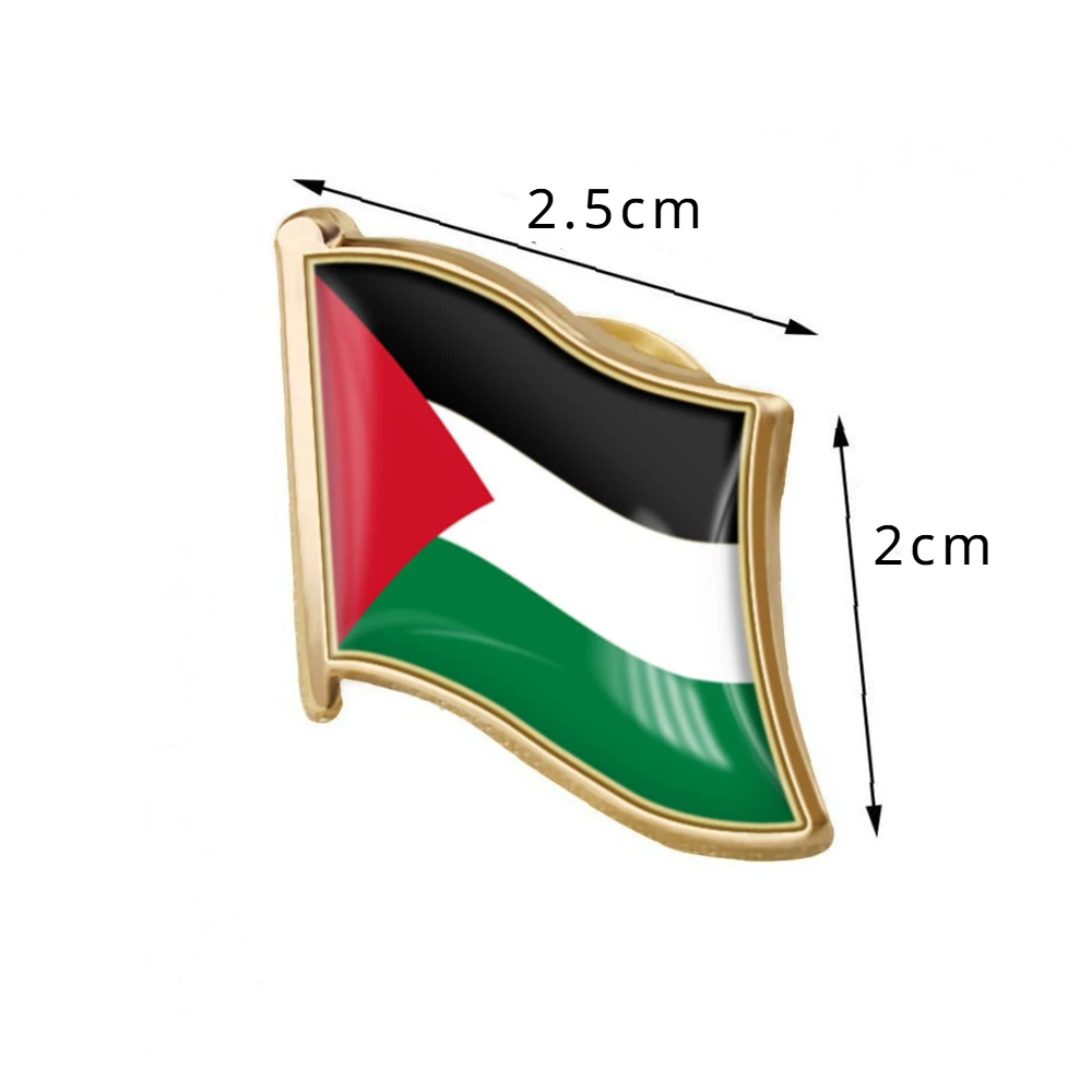 Broche drapeau palestinien avec indication de ses dimensions