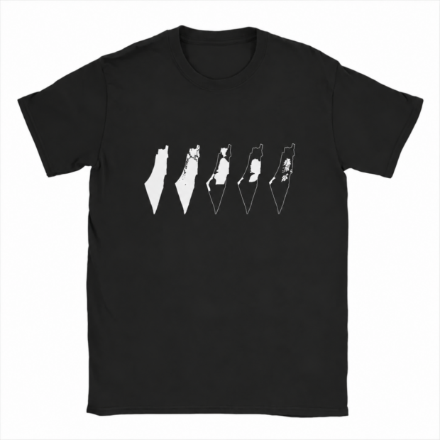 T-shirt noir Palestine à motif de cartes