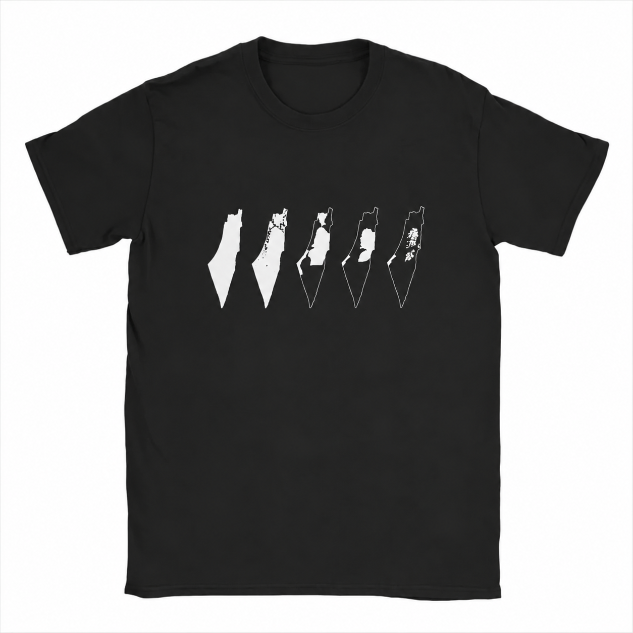 T-shirt noir Palestine à motif de cartes