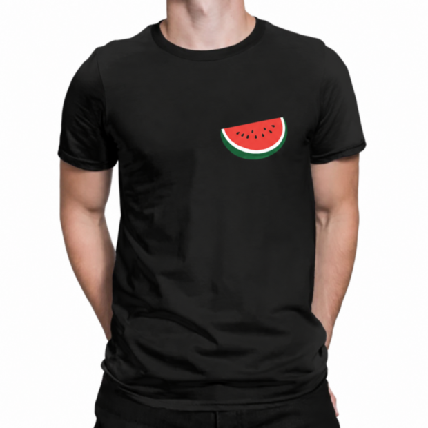 T-shirt noir Palestine à motif de pastèque colorée