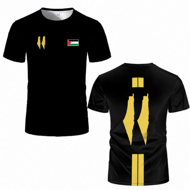 T-shirt Palestine noir et doré – motif graphique