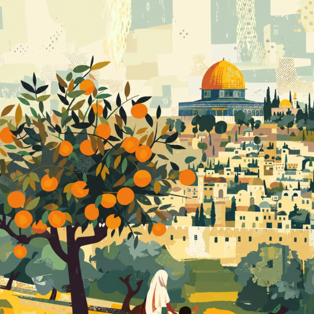 Affiche Palestine – Jérusalem et Dôme doré