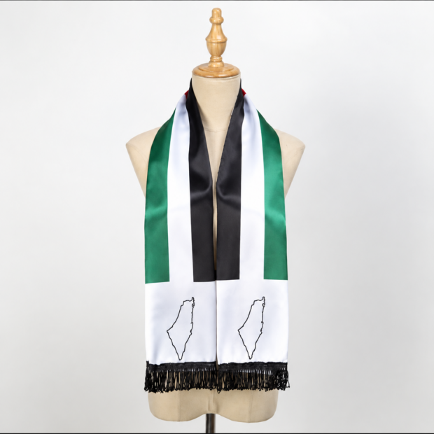 Écharpe longue Palestine à motifs keffieh et franges