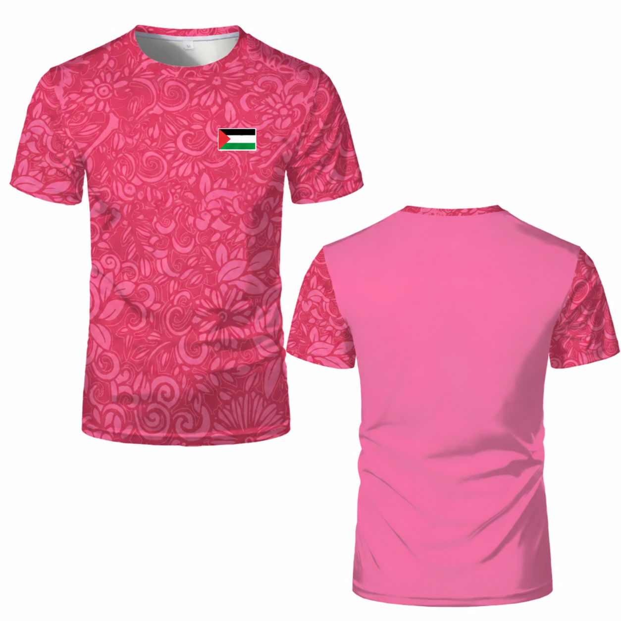 T-shirt Palestine floral rose – motif de drapeau