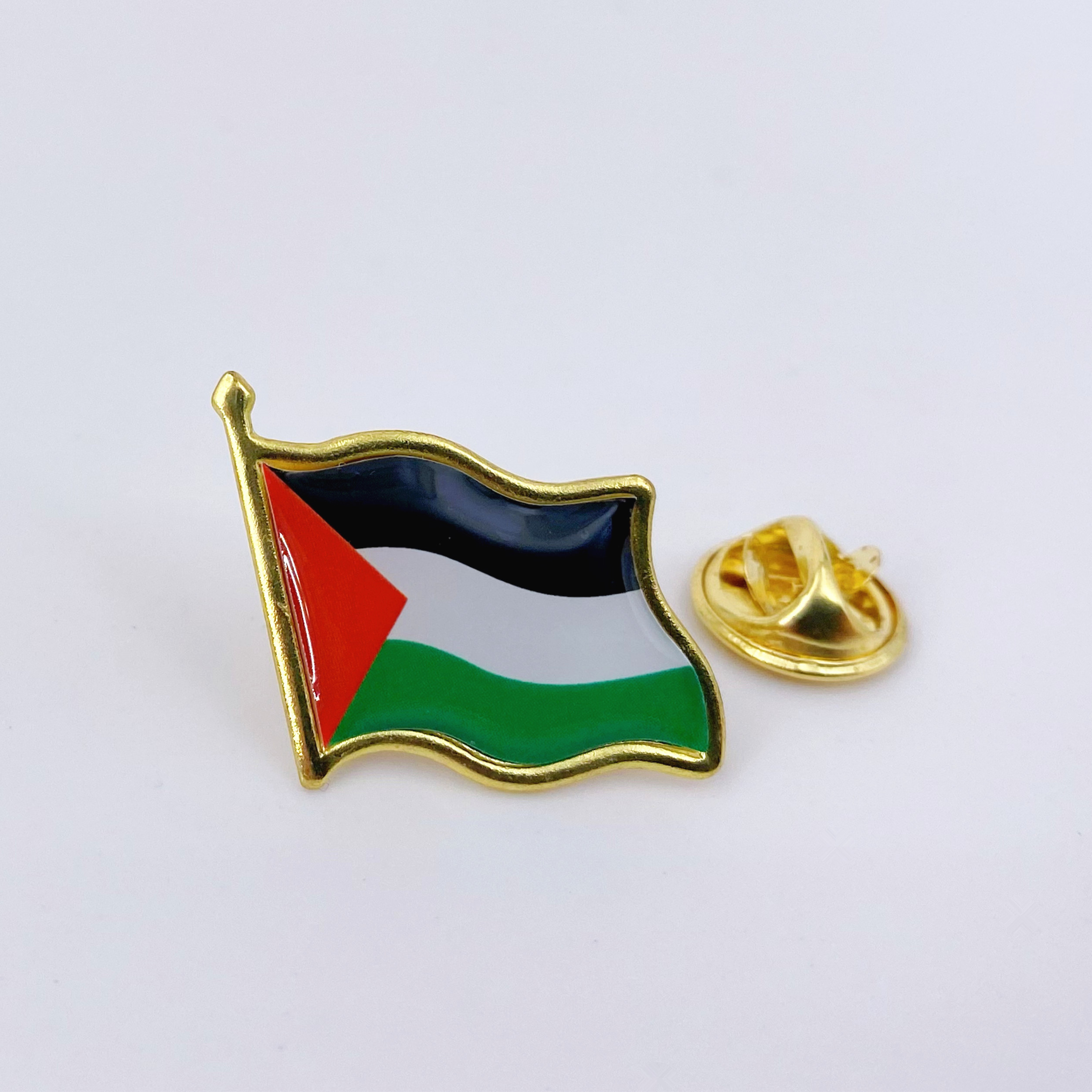 Broche drapeau palestinien dorée en métal – Image 3