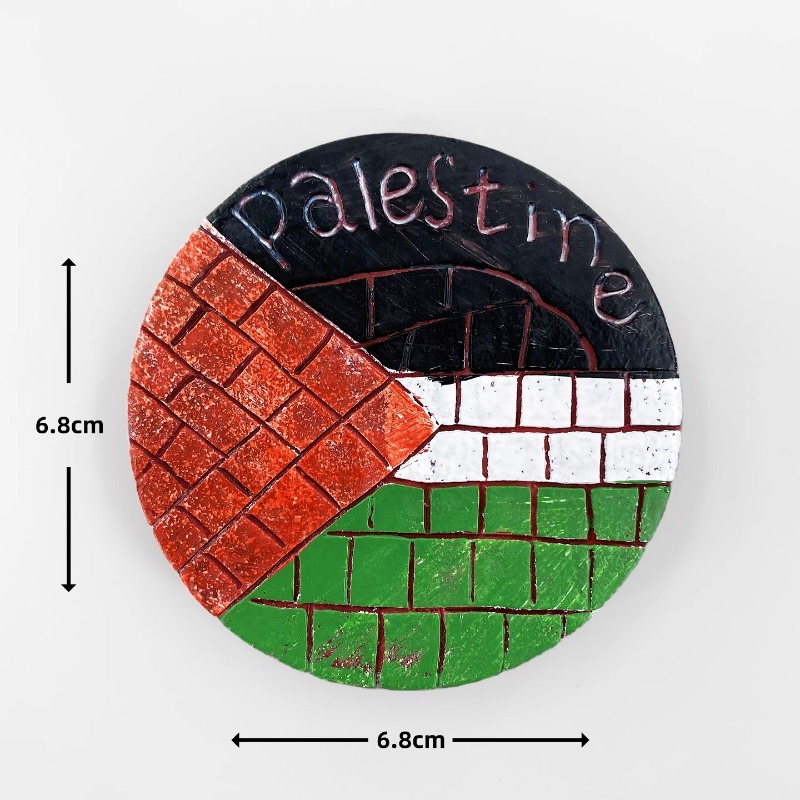 Aimant rond Palestine – motif drapeau et briques colorées – Image 4