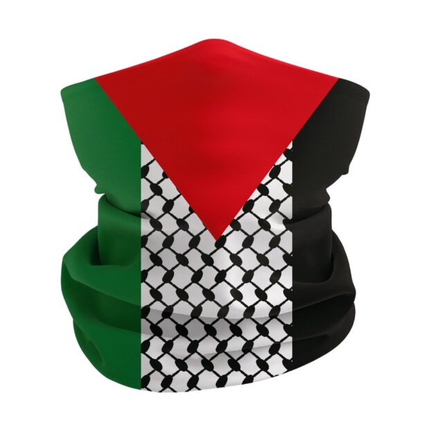 Tour de cou palestinien rouge, vert, noir et blanc à motif keffieh